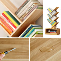 Tree-Inspired Wood Bookcase with 8 Layered Shelves