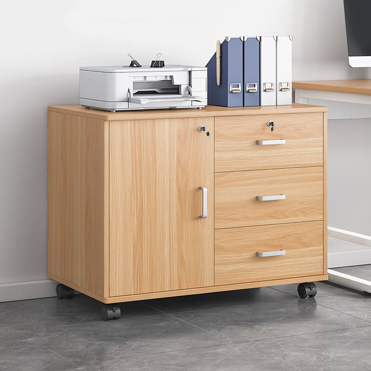 Rolling 23-Inch Cabinet with Locking Drawers