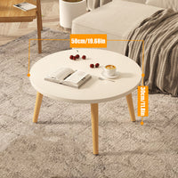 Round Sofa End Table 50x30cm with Wood Legs