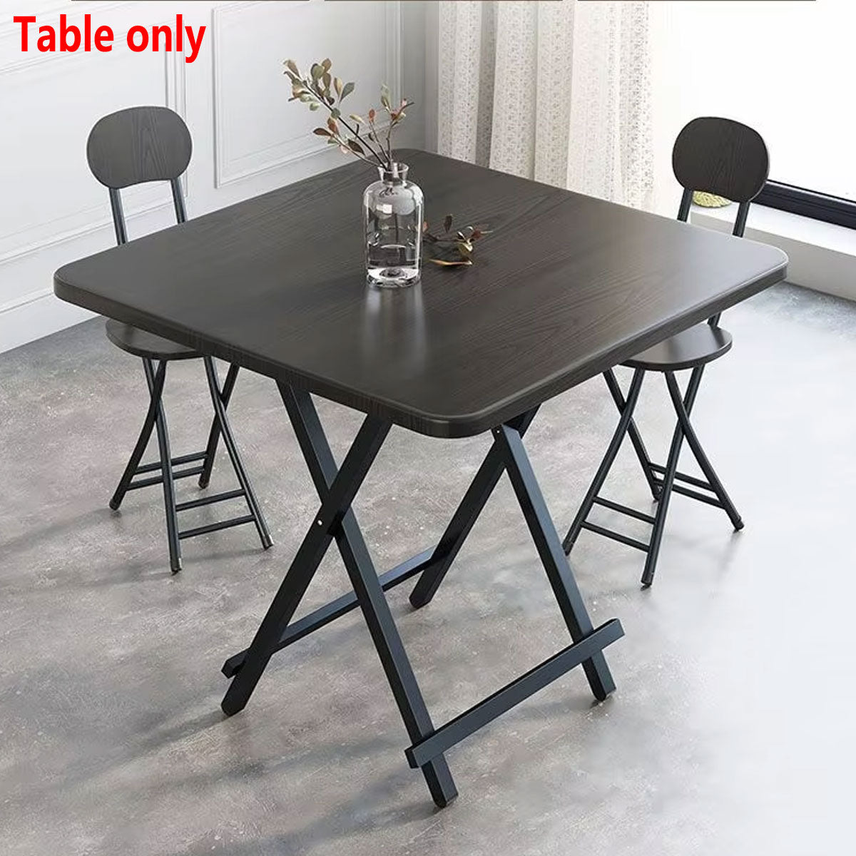 Folding Dining Table with Wood Top and X-Frame