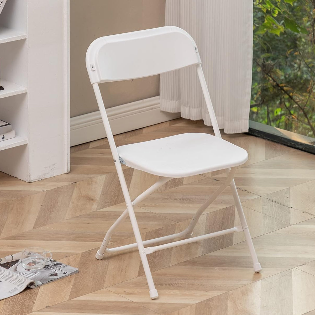 Folding Chair with Plastic Seat and Metal Frame