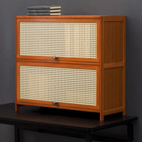 Lattice Front Storage Cabinet with Flip Doors