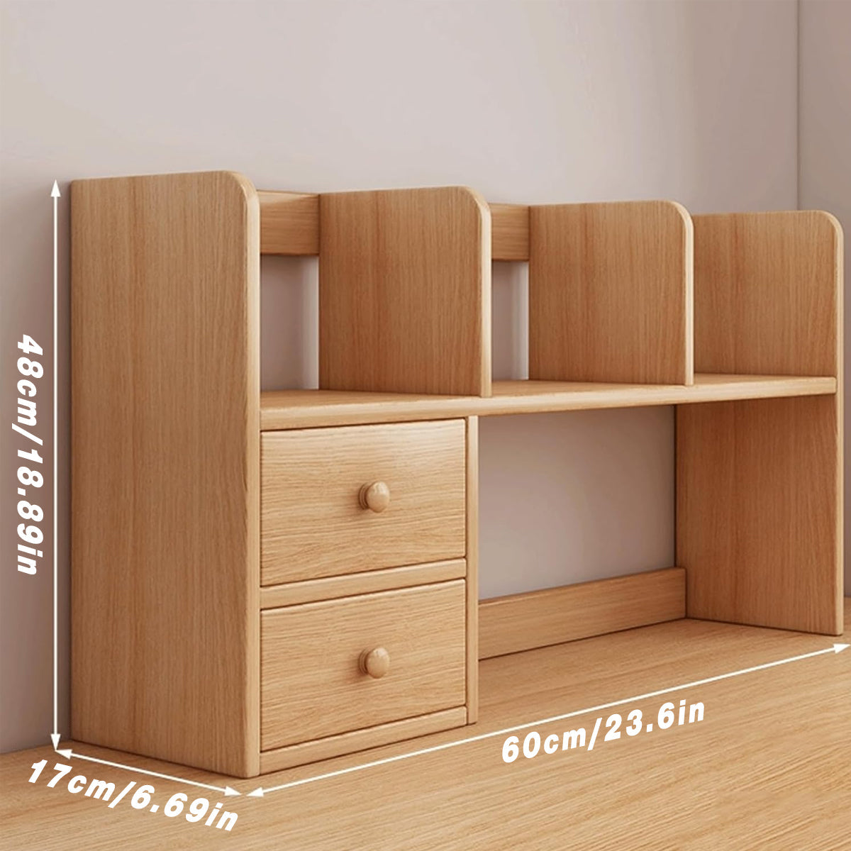 Desk Bookshelf with Built-In Drawers
