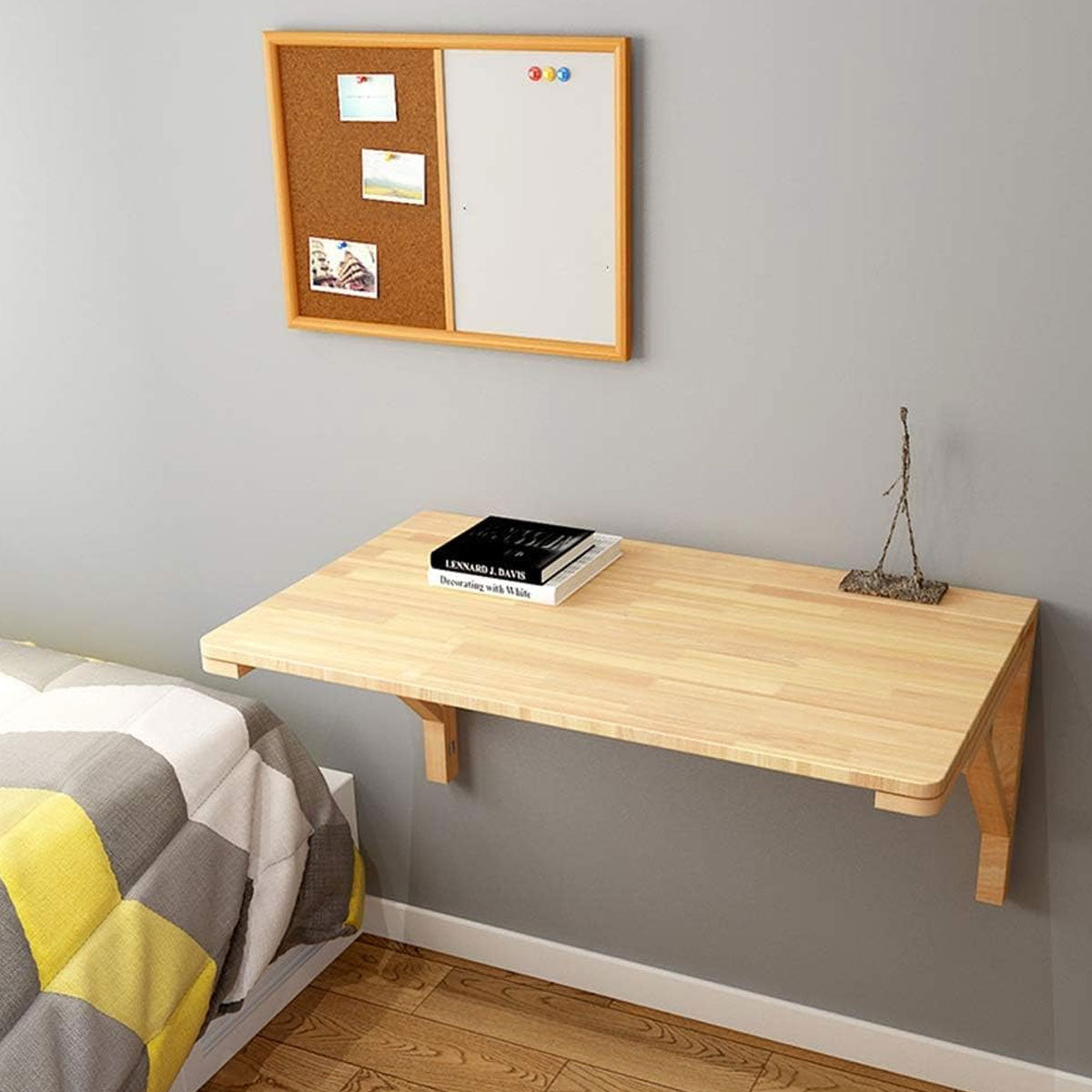 Wall-Mounted Pine Wood Folding Table