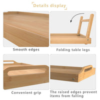 Bamboo Bed Tray Table with Legs and Card Slot
