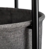 Round Side Table with Basket and Wood Top