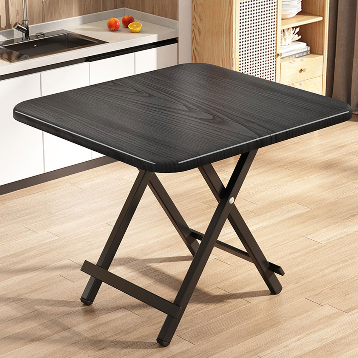 Folding Dining Table with Wood Top and X-Frame
