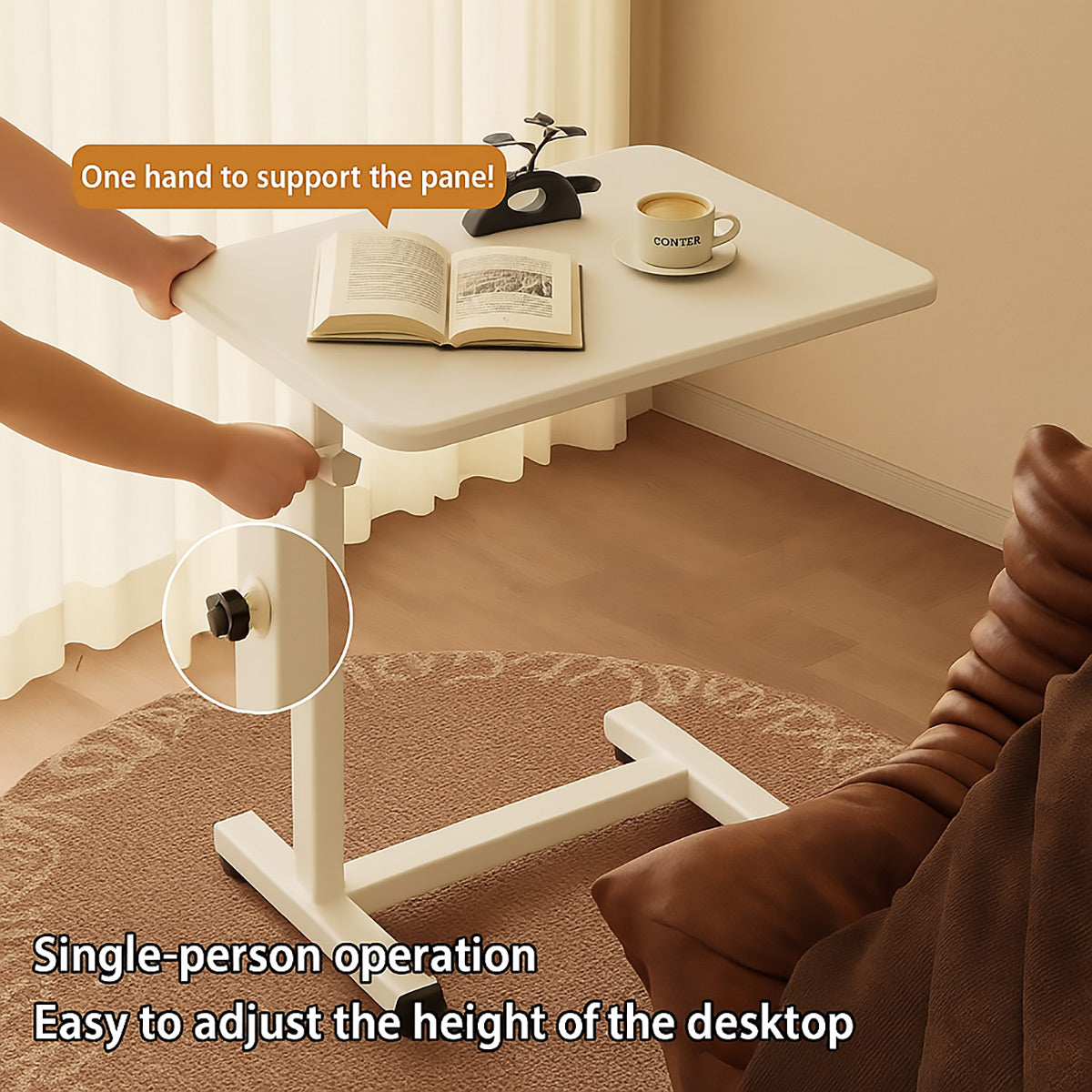 Sit-Stand Bedside Tray with Cup Holder