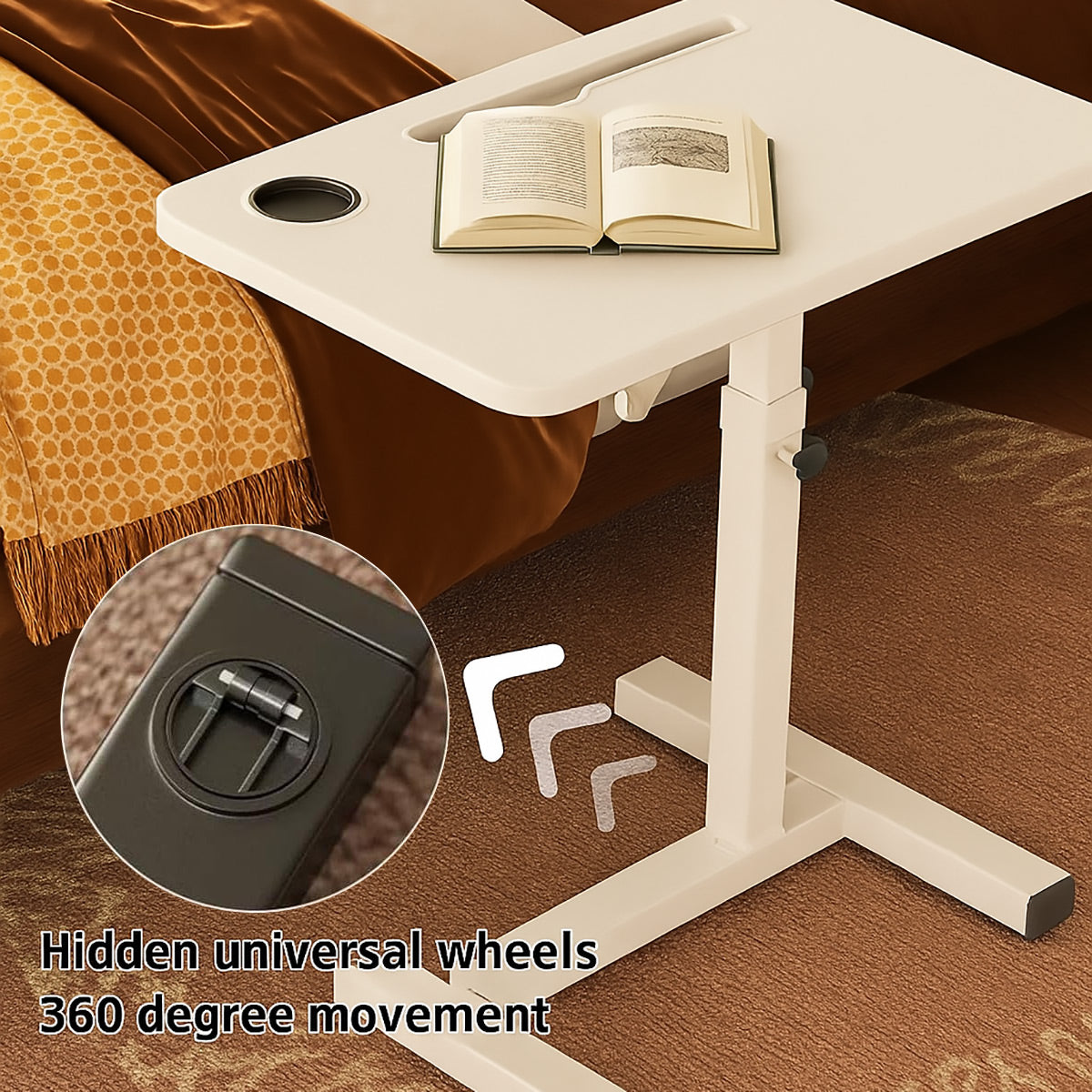 Sit-Stand Bedside Tray with Cup Holder