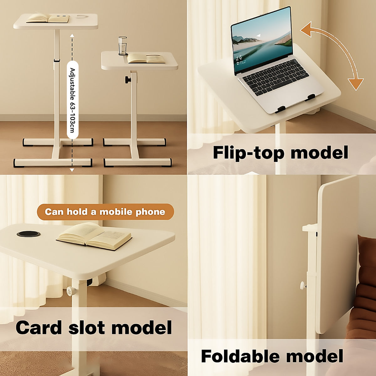 Sit-Stand Bedside Tray with Cup Holder