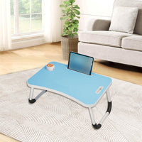 Folding Bed Tray in Blue with Device Slot