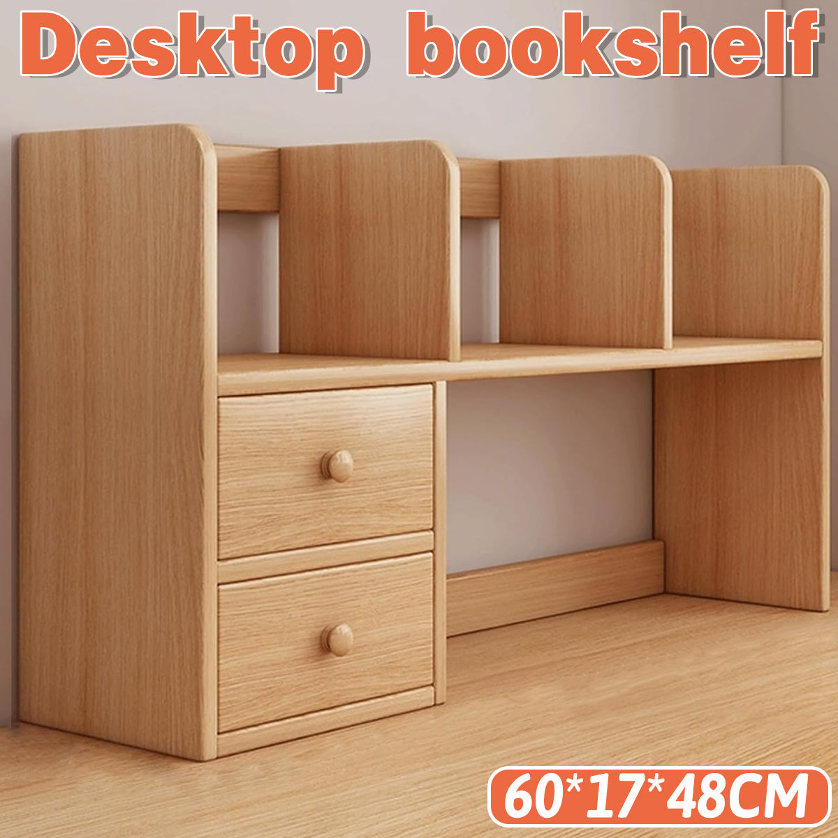 Desk Bookshelf with Built-In Drawers