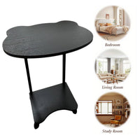 Black Curved Side Table with Two Tiers and Handles