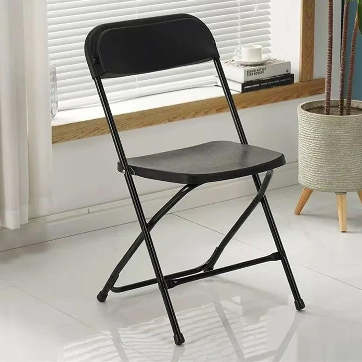 Folding Chair with Plastic Seat and Metal Frame