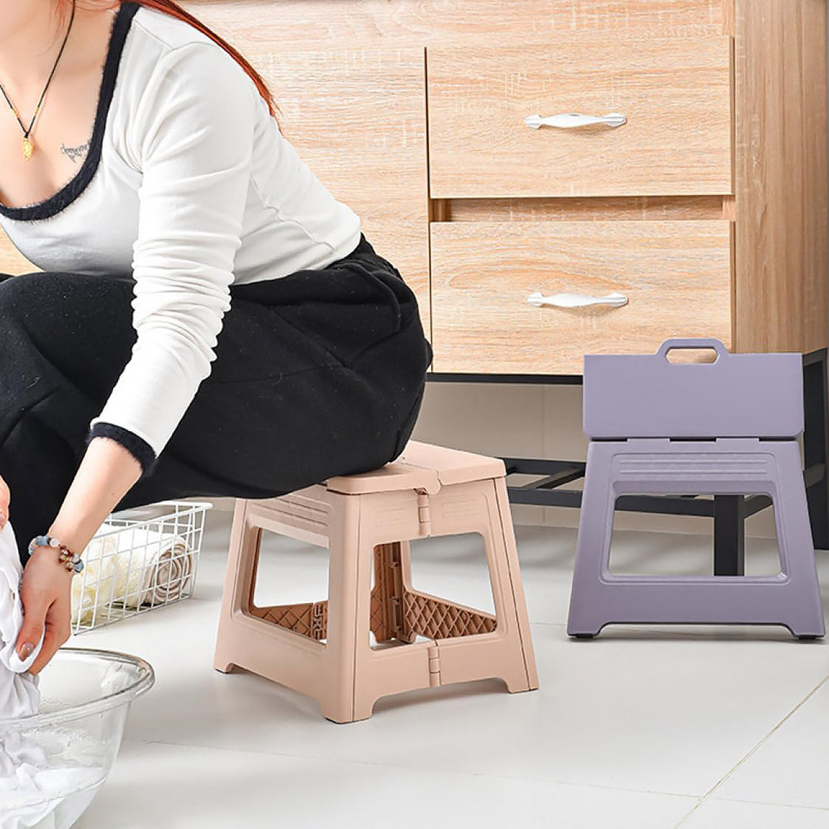 Adjustable Folding Step Stool in Six Colours