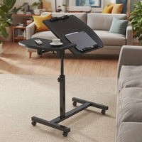 Rolling Bedside Tray Table with 90-Degree Top