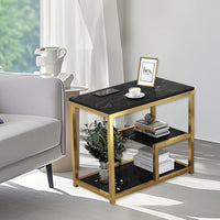 Marble Pattern Nesting Tables with Gold Frame