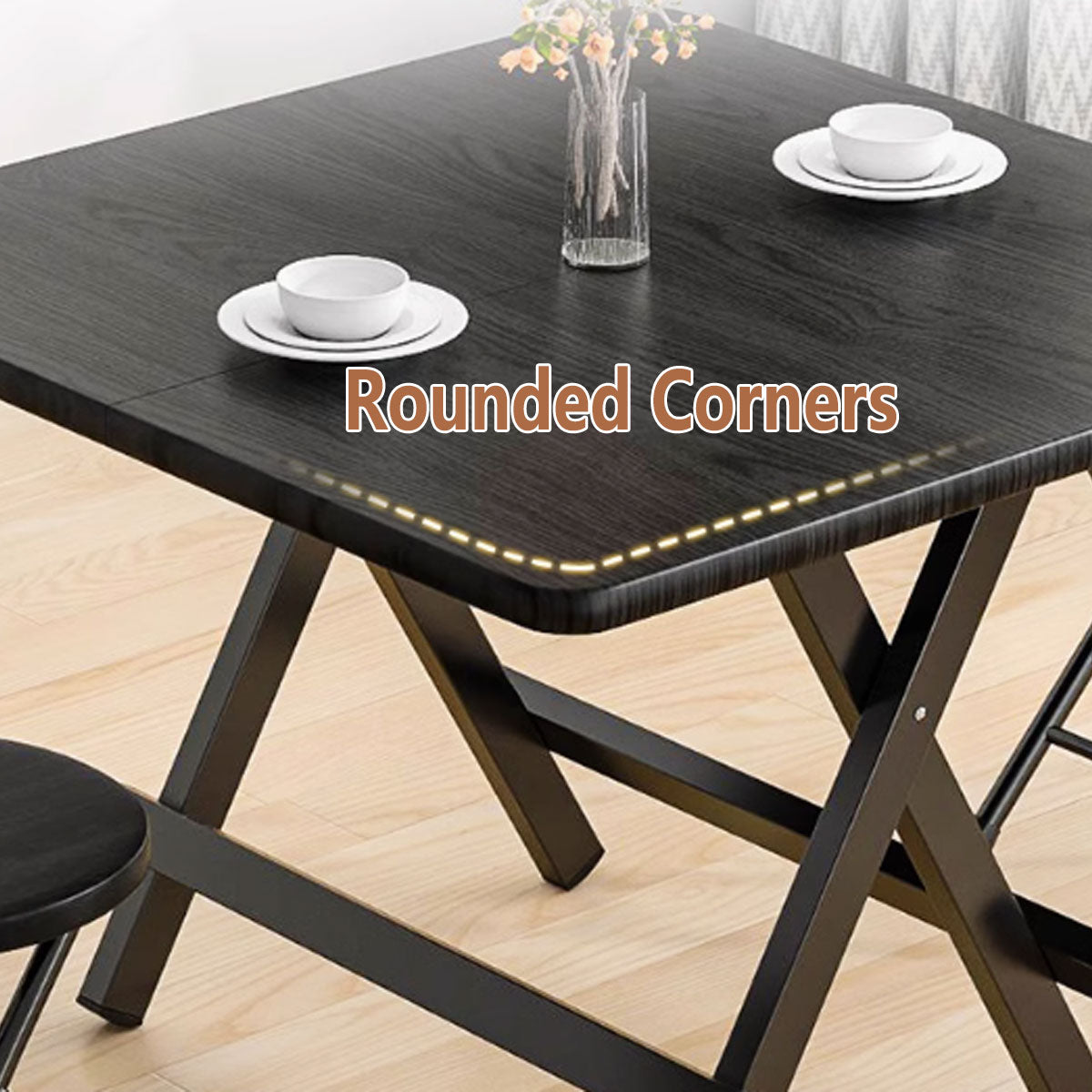 Folding Dining Table with Wood Top and X-Frame
