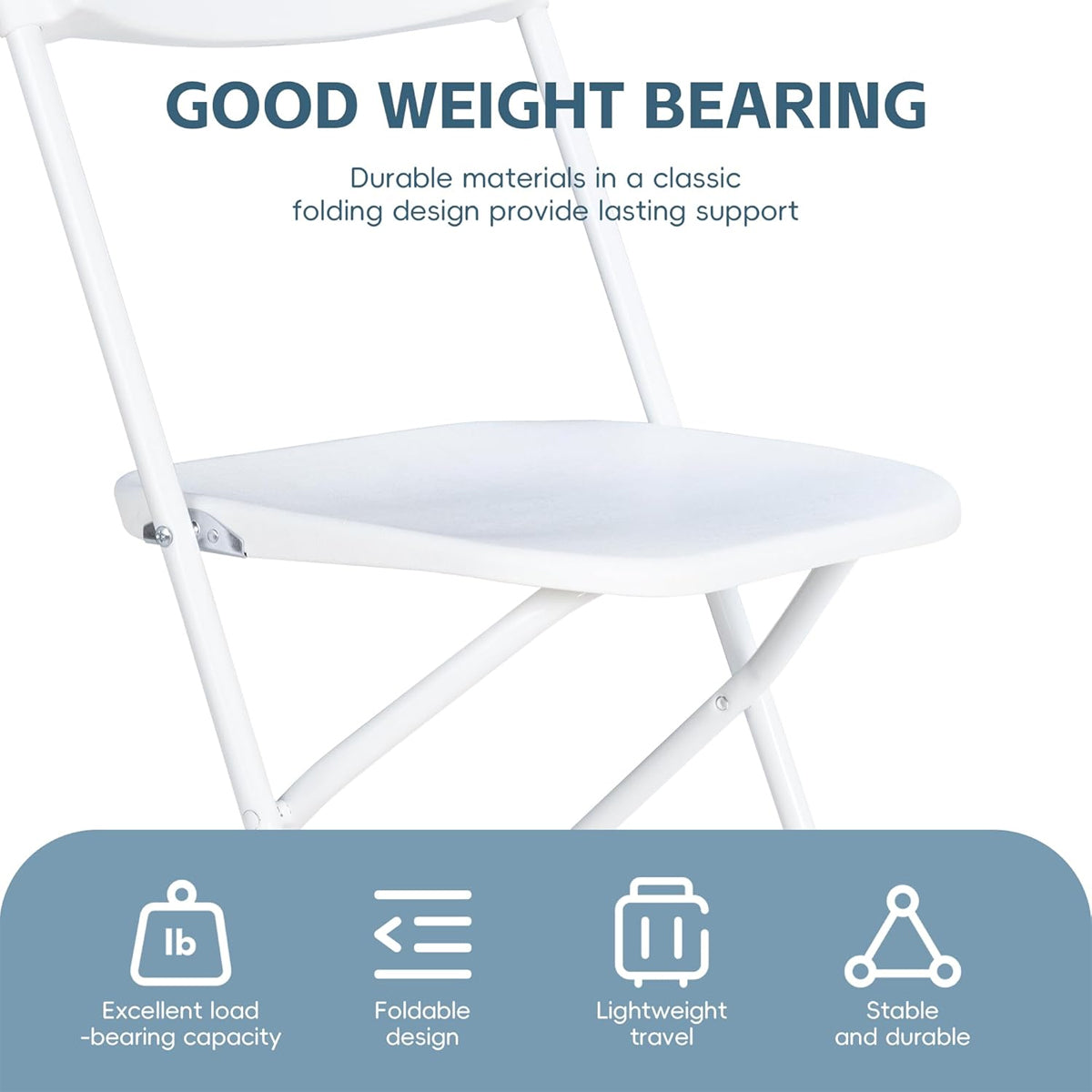 Folding Chair with Plastic Seat and Metal Frame