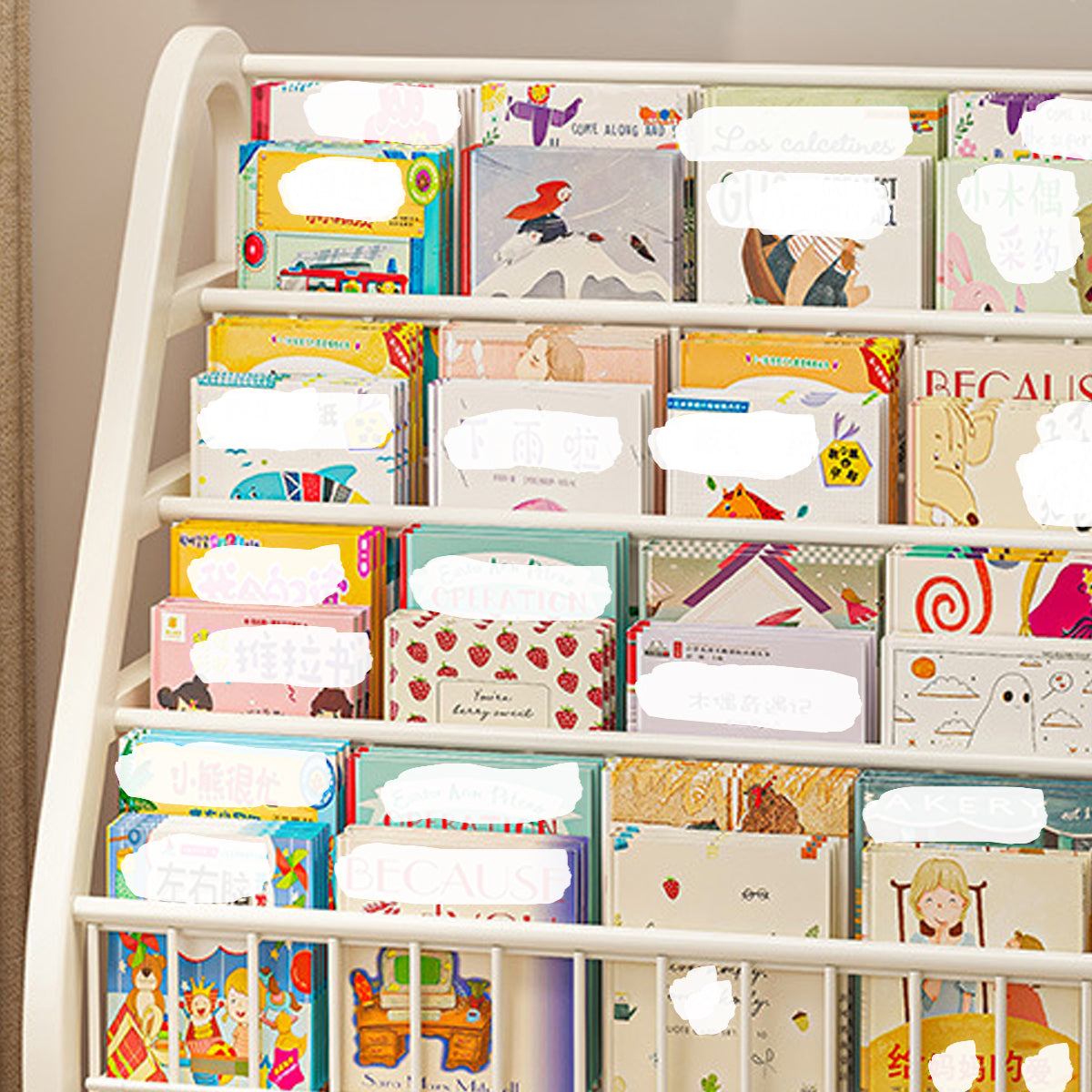 Kids Picture Book Cart in Wood with Snap Edges