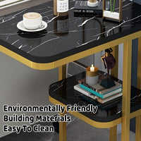 Two-Tier End Table with Marble Top Gold Frame