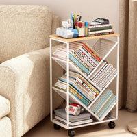 Compact Rolling Bookcase with Countertop Top