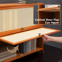 Lattice Front Storage Cabinet with Flip Doors