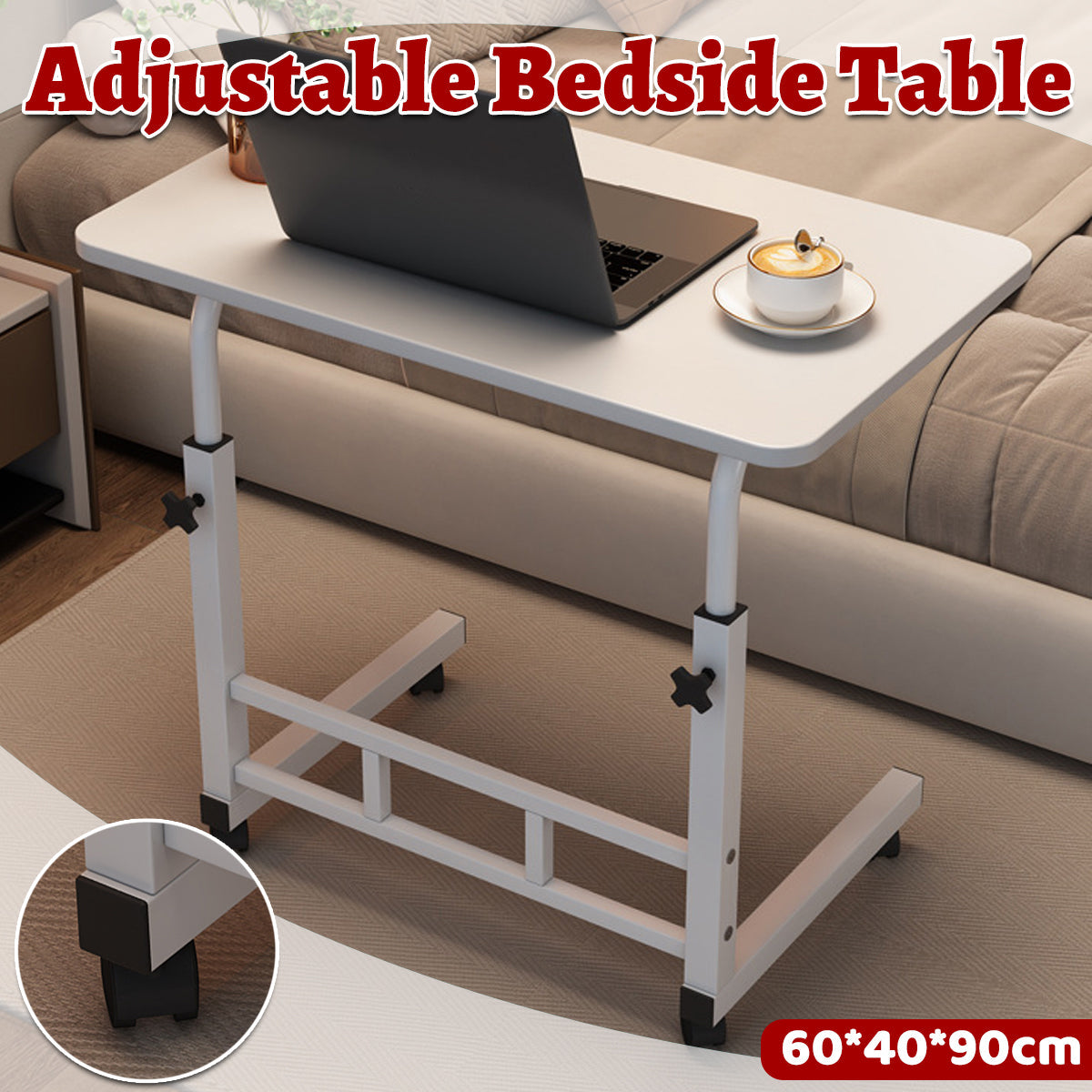Rolling Laptop Cart 60-90cm with Tilt Surface