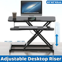 Pneumatic Desk Riser 15-43cm Dual-Layer Top