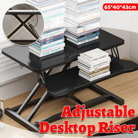 Pneumatic Desk Riser 15-43cm Dual-Layer Top