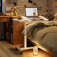 Rolling Bedside Tray with Tilt Top and Side Shelf