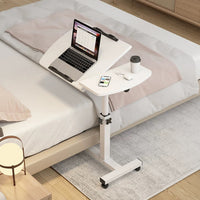 Rolling Bedside Tray with Tilt Top and Side Shelf