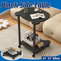 Black Curved Side Table with Two Tiers and Handles
