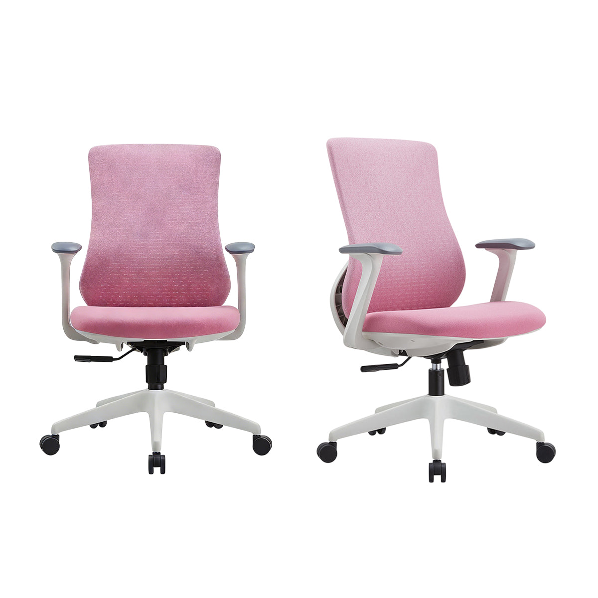 Pink Mesh Task Chair with Arms and Caster Base
