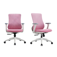 Pink Mesh Task Chair with Arms and Caster Base