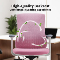 Pink Mesh Task Chair with Arms and Caster Base