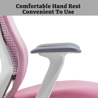 Pink Mesh Task Chair with Arms and Caster Base