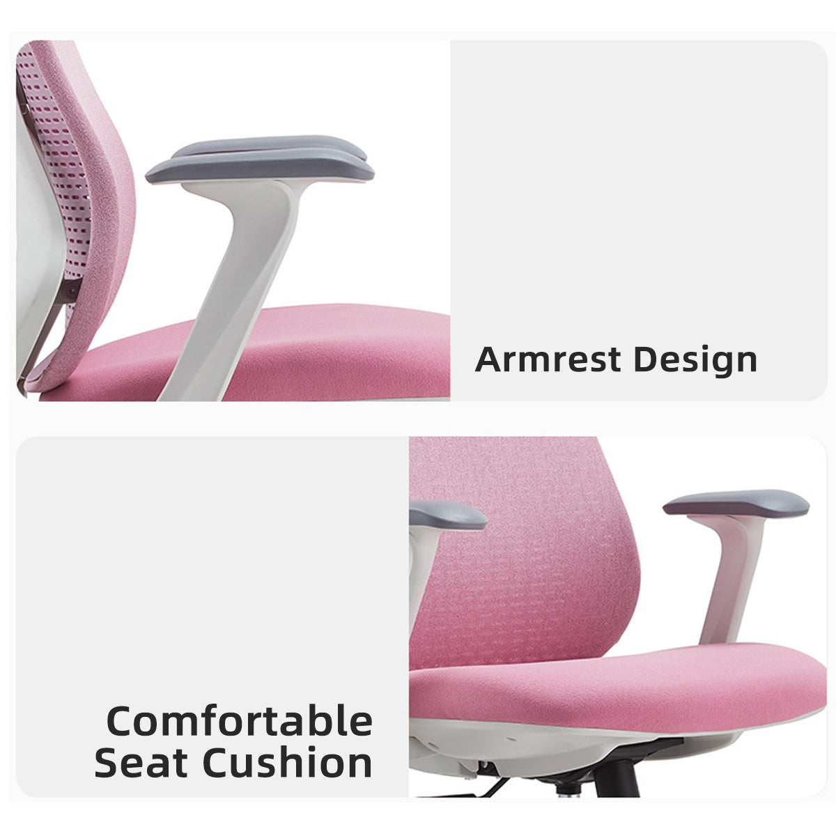 Pink Mesh Task Chair with Arms and Caster Base