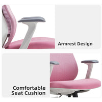 Pink Mesh Task Chair with Arms and Caster Base