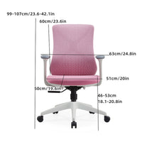 Pink Mesh Task Chair with Arms and Caster Base