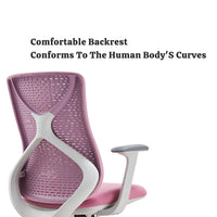 Pink Mesh Task Chair with Arms and Caster Base