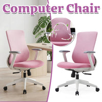 Pink Mesh Task Chair with Arms and Caster Base