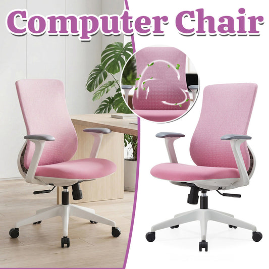 Pink Mesh Task Chair with Arms and Caster Base