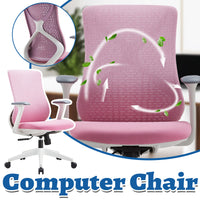 Pink Mesh Task Chair with Arms and Caster Base