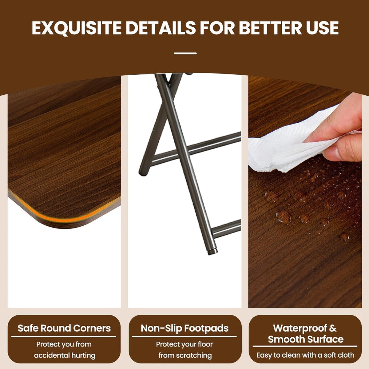 Folding X-Frame Desk with Waterproof Wood Top