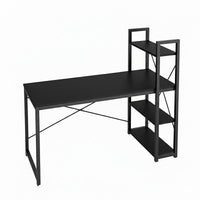 Black Study Desk 120x60x75cm with Side Shelves