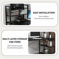 Black Study Desk 120x60x75cm with Side Shelves