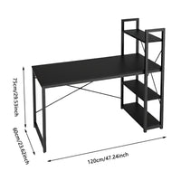 Black Study Desk 120x60x75cm with Side Shelves