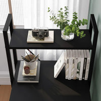 Black Study Desk 120x60x75cm with Side Shelves
