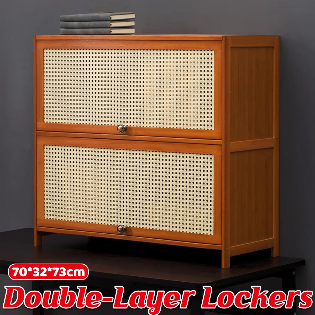 Lattice Front Storage Cabinet with Flip Doors
